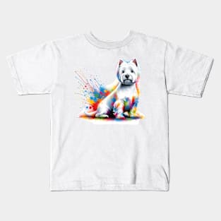 West Highland White Terrier in Vivid Splash Art Kids T-Shirt